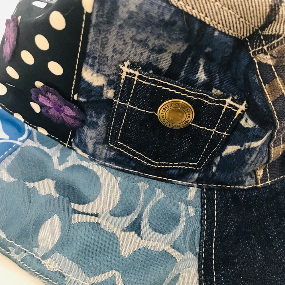 Coach-Denim Patchwork Floppy Hat - image 2